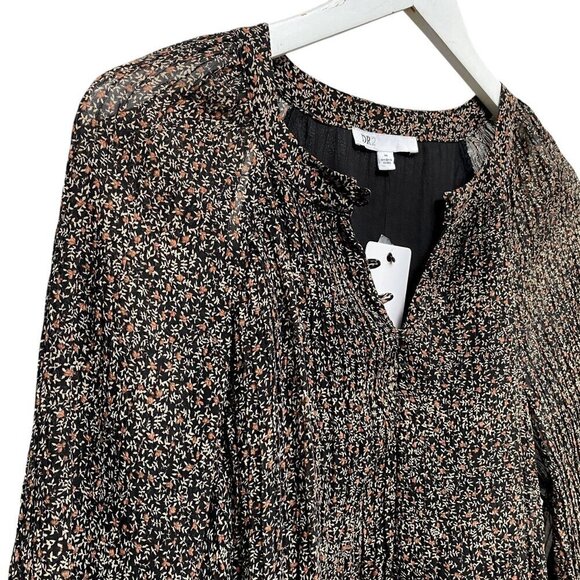 DR2 by Daniel Rainn Top Size Medium Womens Floral Peasant Blouse Black NWT - Picture 3 of 10